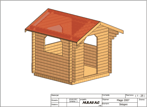 tehnicka, radionicka dokumentacija za brvnare